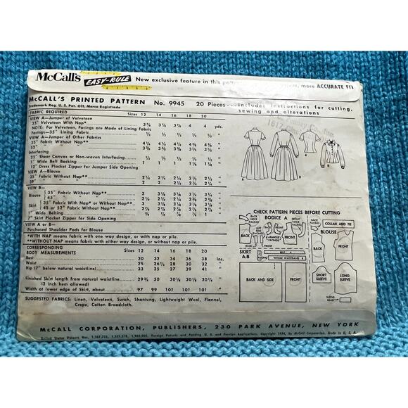 McCalls 9945 Sewing pattern dress circle skirt kitten bow blouse 1950s size 12 - Picture 3 of 7